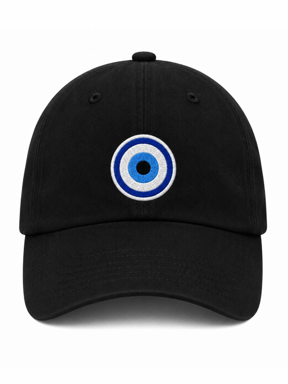 🧿 Evil Eye Embroidered Black Baseball Cap Adjustable Velcro Strap Protection